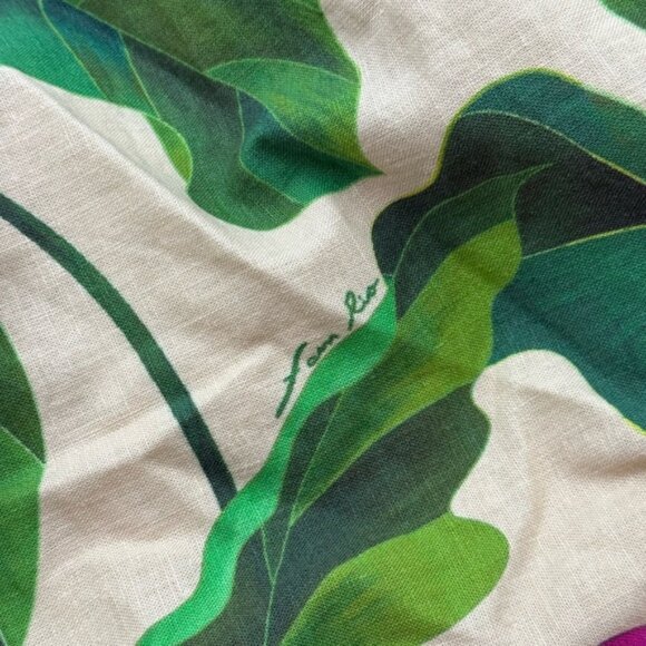 🆕 FARM Rio 🧿 NWOT Anthurium Leaves Linen Square Neck Mini Dress, Sand - Sz XL - Picture 15 of 16